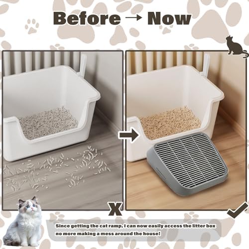 Cat Ramp for Litter Box, Anti-Tracking Litter Trapper, Dark Gray - Image 2