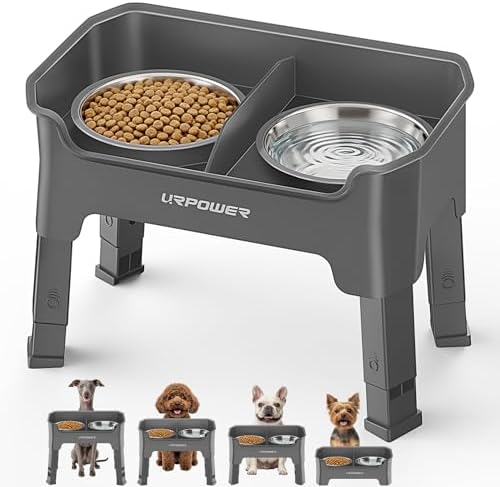 URPOWER Mess Proof Elevated Dog Bowls, Splash Guard Raised Bowl Stand by URPOWER
