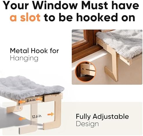 FUKUMARU Cat Window Perch, Sturdy Wood Hammock Window Bed for Indoor Cats - Image 3