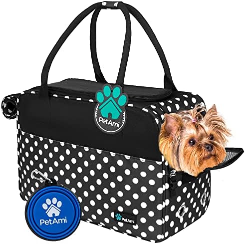 PetAmi Small Dog Purse Carrier with Pockets, Airline Approved, Polka Dot by PetAmi