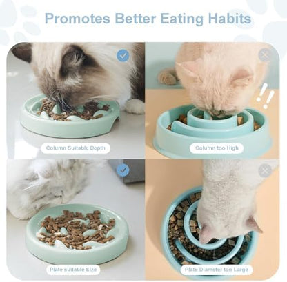 Slow Feeder Bowl for Cats and Small Dogs,Cilkus Fish Pool Design, Fun Interactive Bloat Stop Puzzle Feeder Bowl Healthy Eating Diet Made of Melamine Food Grade Material Dishwasher Safe (Green) - Image 3
