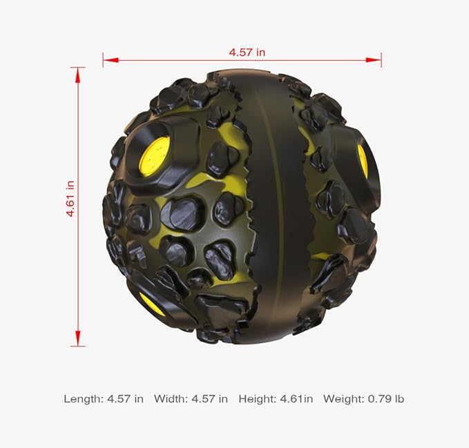 CYBERNOVA Interactive Dog Toys,Dog chew Ball, Fun Squeaky Sound Ball for Small Medium Large Breeds (Black+Yellow)