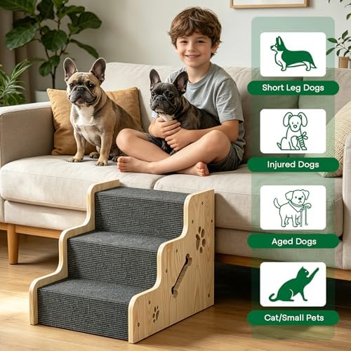 TIMHAKA Large Dog Stairs for Bed 16" H, 3-Step Dog Ramps for Small Dogs - Image 6