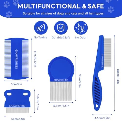 4-Pack Flea Comb for Dogs & Cats Stainless Steel Pet Grooming Comb Set - Image 2
