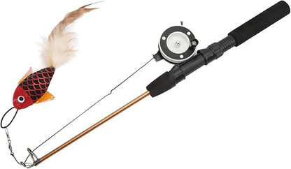 Cat Plume Teaser Wand Toy, Cat Wand Toy, Interactive Retractable Fishing Pole Wand Catcher Exerciser, Fun Toy for Cat Exercise(Red Fish + Fishing Rod), Cat Wand Toy, Cat Plume Teaser Wand Toy, Int
