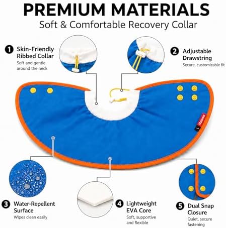 Soft Dog Cone Collar for Dogs & Cats, Adjustable Elizabethan Recovery Collar, Lightweight EPE Material, Post-Surgery Wound Protection (Blue, M) - Image 4