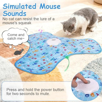 Interactive Cat Toys for Indoor Cats, Automatic Hide and Seek Cat Toy, Moving Concealed Feathers, Mouse Squeaky, Rechargeable Touch Activated Exercise Toys for Kitten Bored Adult Cats, 3 Modes - Image 6