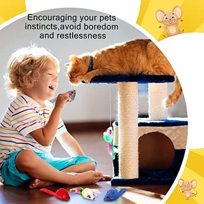 Syhood 120 Pcs Fur Mouse Cat Rattle Toys Bulk Small Catnip Interactive Play - Image 5