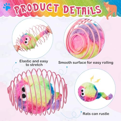 Jecery 5 Pcs Cat Toys Spring,Monster,Rainbow Color - Image 3