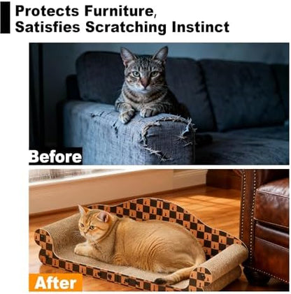 27" Cat Scratcher Bed & Sofa, Large Scratching Board House, Spacious & High Density Cat Scratch Pad Couch for Indoor Cats - Image 5
