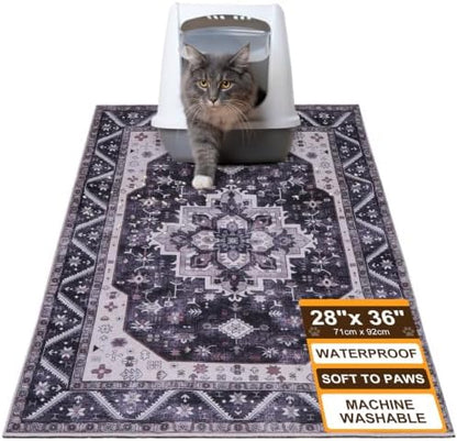 BEAUTYZOO Cat Litter Mat, 28" x 36" Large Litter Trapping Mat, Waterproof by BEAUTYZOO