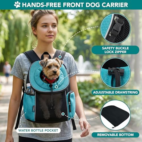 PetAmi Dog Carrier Backpack, Hands Free Front Pet Carrier, 14lbs, Teal Blue - Image 3
