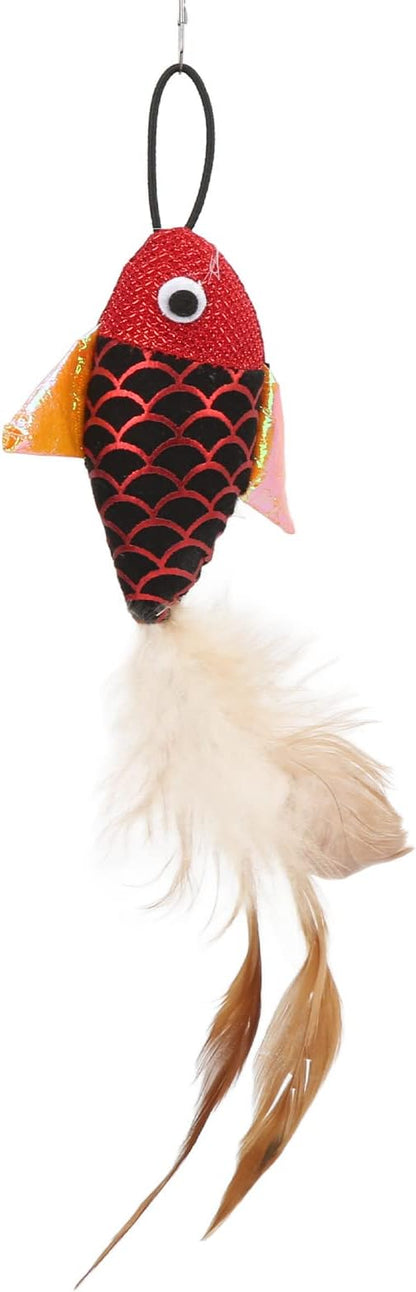 Cat Plume Teaser Wand Toy, Cat Wand Toy, Interactive Retractable Fishing Pole Wand Catcher Exerciser, Fun Toy for Cat Exercise(Red Fish + Fishing Rod), Cat Wand Toy, Cat Plume Teaser Wand Toy, Int