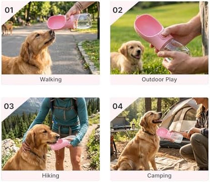 Portable Dog Water Bottle, Leak Proof Pet Water Dispenser with One-Button Water Release, O-Shaped Drinking Trough, 10 OZ Travel Water Bottle for Walking Hiking - Image 6
