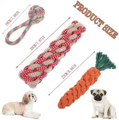 3PCS Natural Cotton Rope Toys for Small Dogs and Puppies, Dog Dental Care Chew Toys for Teething, Anxiety Relief, Helps Clean Teeth & Prevent Furniture Destruction(Corn cob Set) - Image 2