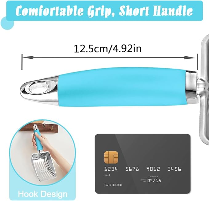 Cat Litter Scoop - Stainless Steel Metal Cat Litter Scoop-Sturdy Mesh Scooper - Mesh Shovel-Easy to Clean - Suitable for Cat Litter Box -Blue-Christmas