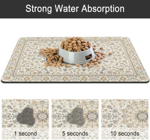 Dog Food Mat for Floors, Absorbent Pet Cat Food Bowl Mat, 12x20 in - Image 5