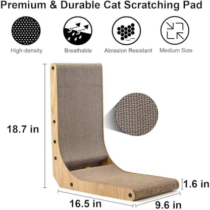 FUKUMARU Cat Scratcher, 18.7 Inch L Shaped Cat Scratch Pad Wall Mounted - Image 3