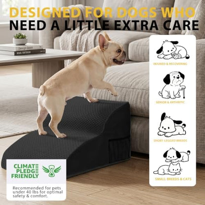 2-Step Dog Stairs for Small Dogs, Non-Slip Foam Pet Steps for Low Couch Bed - Image 3