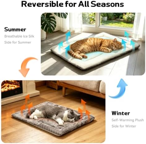 Cooling Mat for Cats, Self Warming Cat Bed, Reversible Warm & Cooling Cat & Small Dog Bed, Washable Dog Crate Pad, Dual-Sided Year Round Pet Pad for Cats Kittens Small Medium Dogs, Ideal for Crate - Image 2