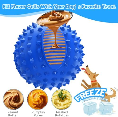 petizer 4" Squeaky Dog Balls for Aggressive Chewers, Durable Interactive Spiky Ball for Teething, Indestructible Rubber Dog Chew Toys, Tough Pet Toys for Small, Medium & Large Breeds - Image 5