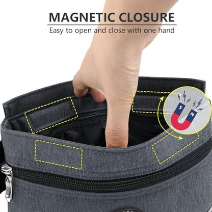 Viklluyr Dog Treat Pouch with Magnetic Closure, 2 Zip Pockets, Removable Inner Pocket, Padded Shoulder Strap, Perfect Food Bag for Agility Training - Including Carabiner - Image 3