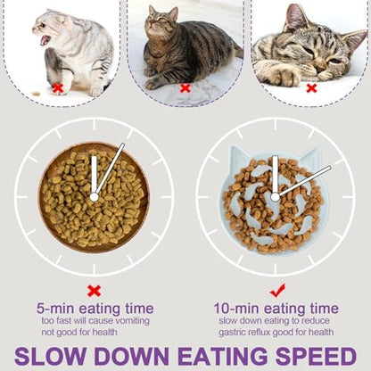 Silicone Cat Slow Feeder, Elevated Slow Feeder Bowl Tilt Design, Suitable for Dry and Wet Food, Adjustable Angle, Cat Food Puzzle with Suction Cup(Gray) - Image 5