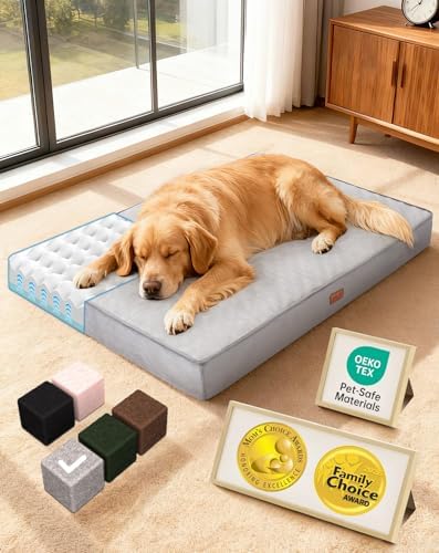 OhGeni Orthopedic Waterproof Large Dog Bed, Memory Foam, 41 inch(Gray) by OhGeni