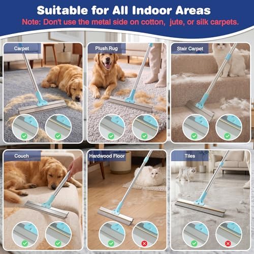Carpet Rake for Pet Hair Removal: Adjustable 54" Handle No Bending - Image 5