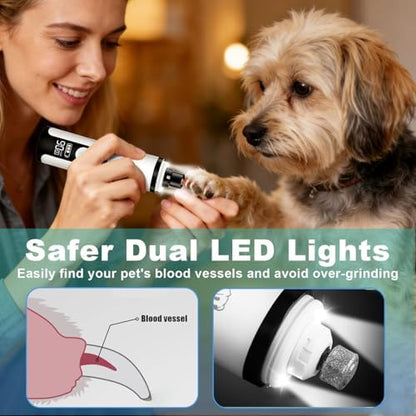 Silent Pets Nail Grinder with 2 Lights and 3 Speeds,Cordless Nail Trimmers - Image 4