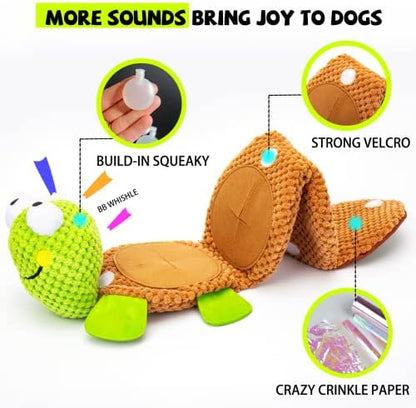 lilfrd Dog Puzzle Enrichment Toy, Squeaky Crinkle Plush Turtle Puppy Toy - Image 3