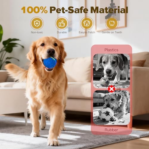 Interactive Dog Toys Ball, Self-Rolling & Bouncing Ball with RGB Colorful Lights to Keep Them Busy, 3-in-1 Interactive Mode, E-TPU Material, Type-C Charging, Moving Dog Toy for Dogs Puppies (Blue) - Image 4