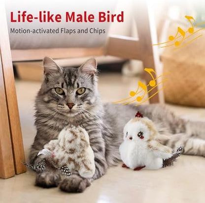 Gigwi Flappy Squeaky Bird Cat Toys 2 Pack, USB-Charged Catnip Toy for Cats - Image 4