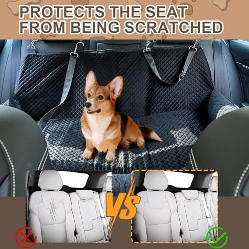 Suzile Dog Car Seat Bed for Large Under 100lbs Dogs Fully Detachable and Washable Car Bed with Safety Tethers Comfortable Dog Protector for Home Travel Camping, 49'' x 22" (Black) - Image 6