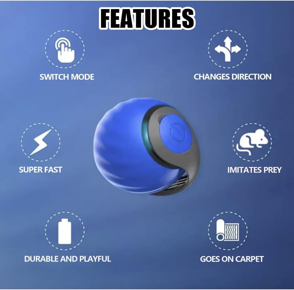 Speediest Tail 2.0 Cat Toy,Interactive CatToy,CatToys for Indoor Cats,Chewie Viral Cat Ball,Adjustable Sports Rolling Toy,Electric Rolling Ball Christmas Birthday Gift for Pets - Image 2