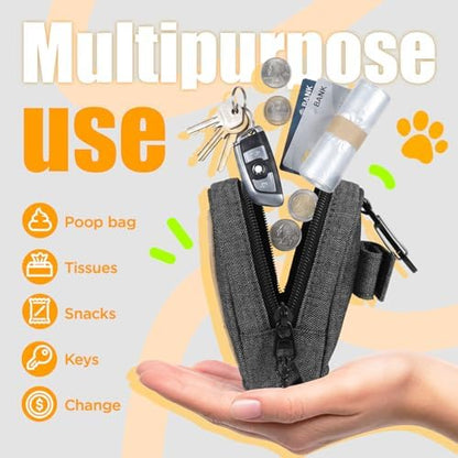 Dog Poop Bag Holder for All Leashes,Hand Free Doggie Waste Bag Dispenser-hook & loop/Carabiner,Dog Poop Bag Dispenser for Leash,Wide Opening,Leash Attachment for Dogs Walking,Poop Bags EXCLUDED,Gray - Image 4