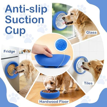 Dog Lick Bowl, BPA Free Silicone Slow Feeder Licking Mat with Strong Suction for Dog, Non-Slip Freeze Licking Bowl for Anxiety Relief & Boredom, Dishwasher(Blue, Small) - Image 3
