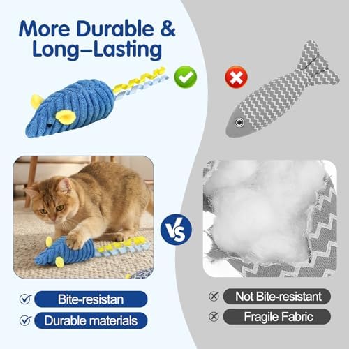 Catnip Toys (3 Pack), Cat Mouse Toys for Indoor Play, Small Interactive Cat Toys for Indoor Cats, Perfect for Single or Multi-Cat Households (Blue) - Image 5