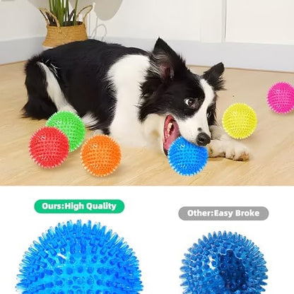 6 Pack 3.5” Squeaky Dog Balls for Large and Medium Dogs, Spiky Balls for Teething Puppies - Image 5