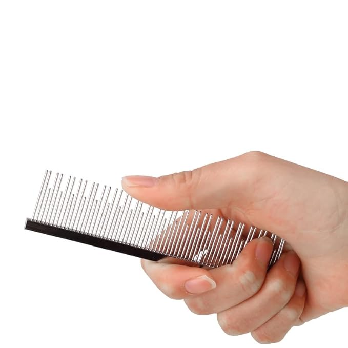 7.5 Inches Metal Dog Combs With Rounded Ends Stainless Steel Teeth,Cat Comb For Removing Tangles And Knots,Professional Grooming Tool For Long And Short Haired Dog, Cat And Other Pets (7.5 Inches)