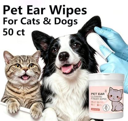 3 in 1 Pet Cleaning Wipes Kit for Dogs & Cats - 50 Ear + 200 Eye + 50 Dental Finger Wipes - Gentle Grooming Wipes for Small Pets with Coconut Oil & Chamomile - Image 5