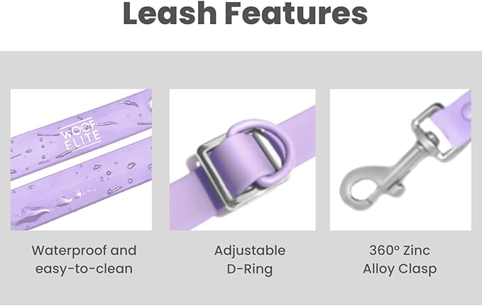 Hands-Free Waterproof Dog Leash, Adjustable Waist & Crossbody Dog Leash for Running, Walking & Hiking (Lilac, 7 FT)