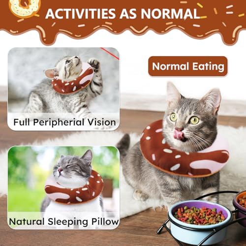 Hpetppy Cat Cone Collar Soft, Cat Recovery Collar for Wound Healing Cute Donut Adjustable Kitten Cones to Stop Licking Comfortable Lightweight Neck Elizabethan Collars for Cats Kittens After Surgery - Image 4