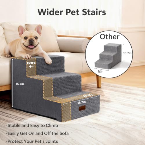 Aodisman Dog Stairs for Small Dogs,3-Step Wide Pet Stairs for Couch & Bed - Image 3