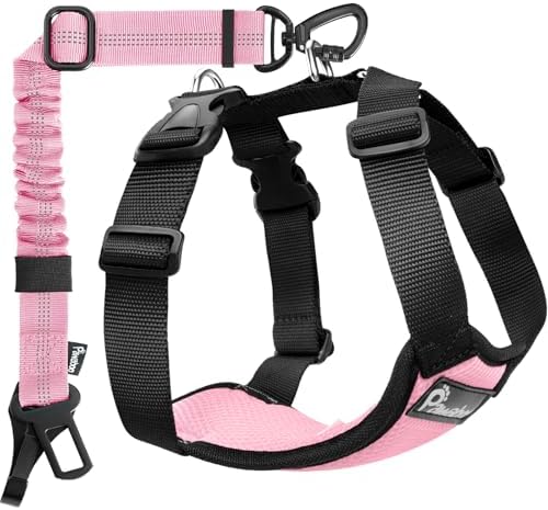 Pawaboo Dog Seat Belt Harness for Car, Seatbelt Harness with 2 in 1 Buckle by Pawaboo