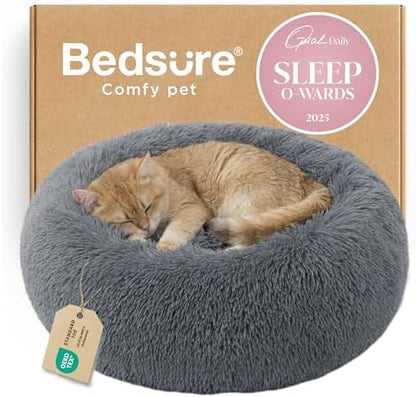Bedsure Calming Cat Beds Donut Round Washable Kitten Bed,20 inches Darkgrey by Unknown
