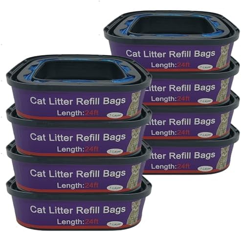 8 Pack Cat Litter Refill Bags Cartridge Compatible with Genie Cat Litter Standard and Plus Pails by RUNDE