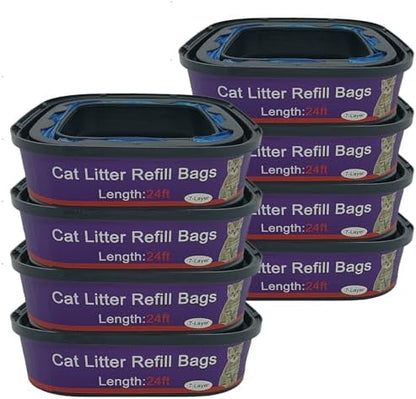 8 Pack Cat Litter Refill Bags Cartridge Compatible with Genie Cat Litter Standard and Plus Pails by RUNDE