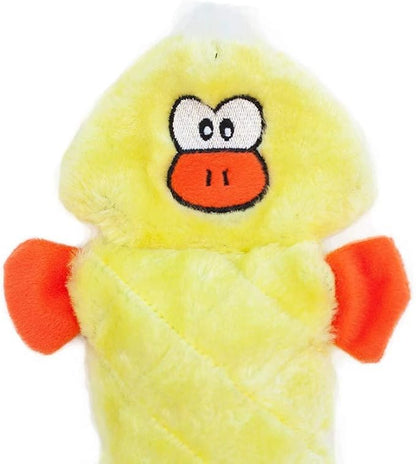 ZippyPaws Jigglerz - Dog Squeaky Toys to Keep Them Busy, Funny Food Plush for Small, Medium, & Large Dogs, Cute Stuffed Puppy Toy, Pet Product, Gift for All Breeds, Interactive Squeaker - Duck