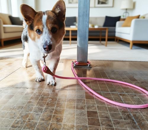 6 Foot Dog Tie Out Rope Leash, Training Tie Down Nylon Dog Tether for Indoor, Porch, Deck, Camping, Outdoor and Front Yard (1/2" x 6ft, Pink) - Image 5